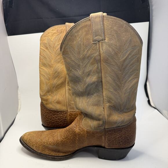 Justin Boots Calf Skin Style # 2012 Cowboy Ranch Boots Men’s 11.5 D Embroidered main image 14